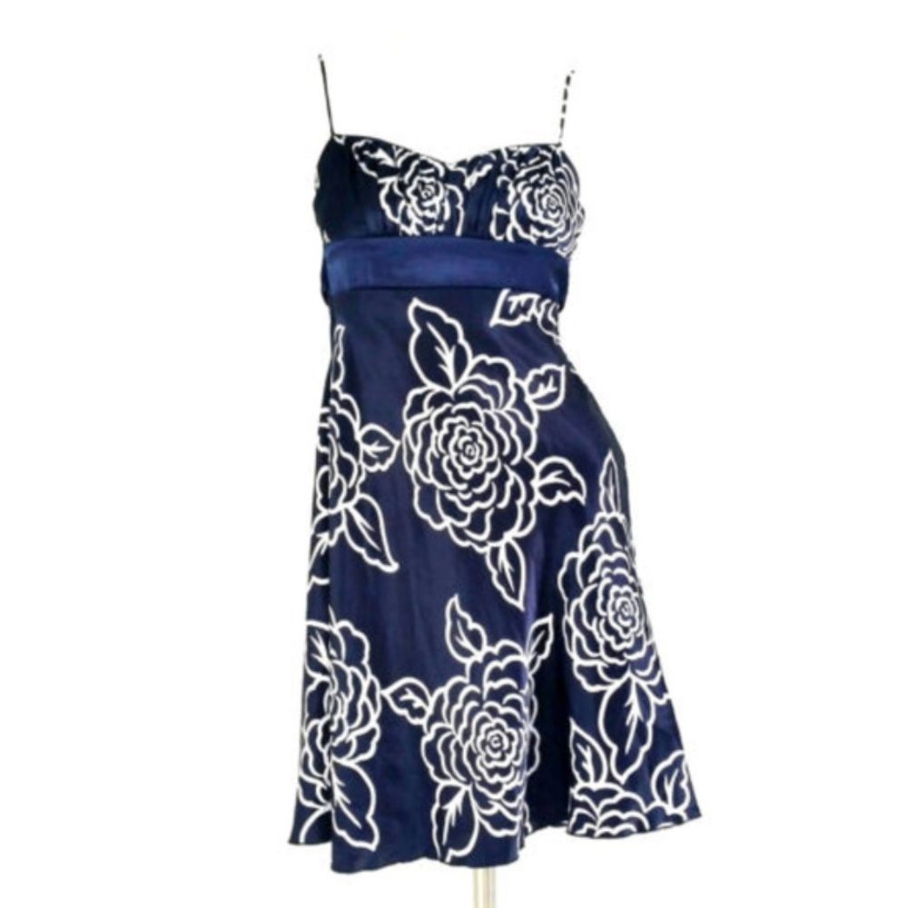 B. Darlin Floral Roses Satin Empire Cocktail Dress